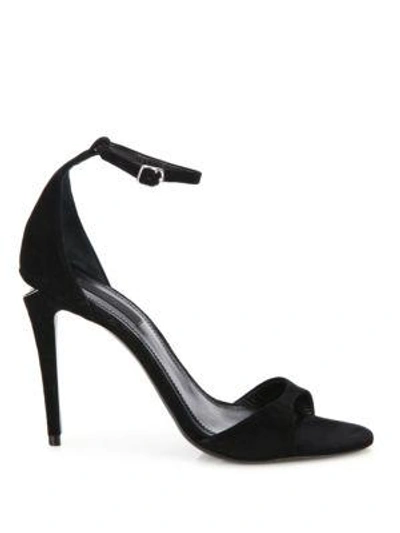 Shop Alexander Wang Tilda Tilt-heel Suede Ankle-strap Sandals In Black