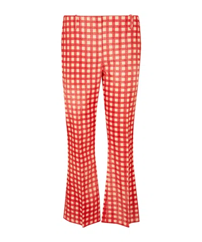 Ermanno Scervino Gingham-check Flared Trousers In Brown
