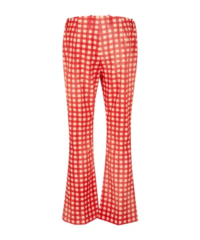 Ermanno Scervino Gingham-check Flared Trousers In Brown