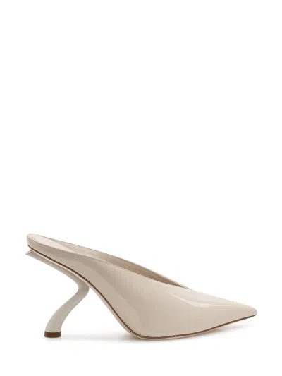 Ferragamo Leather Itaca Mules Pointed Toe Heel In Gray