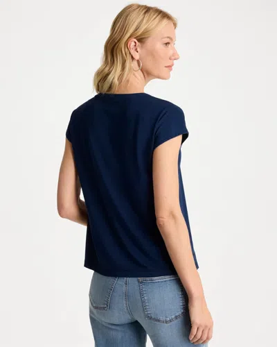 Chico's Refined Denim Button Tee In Blue