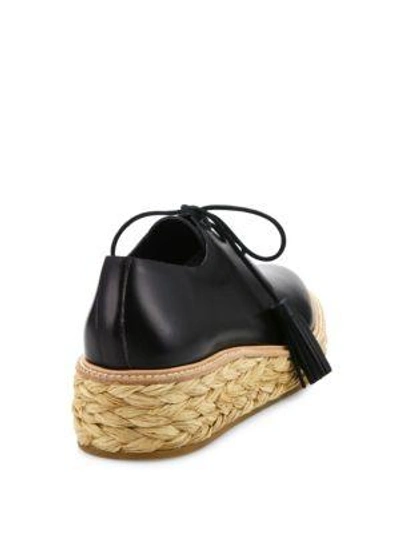 Shop Loeffler Randall Callie Leather Espadrille Oxfords In Black-natural