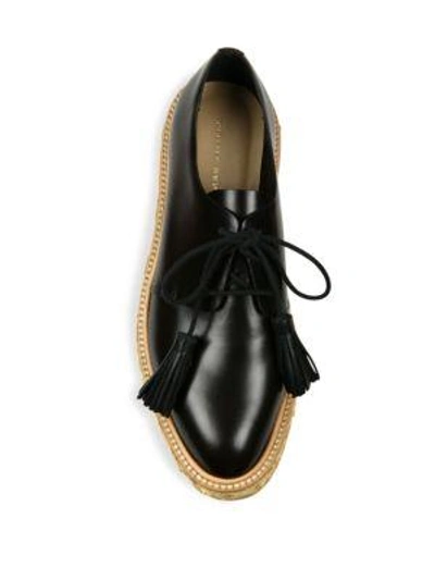 Shop Loeffler Randall Callie Leather Espadrille Oxfords In Black-natural