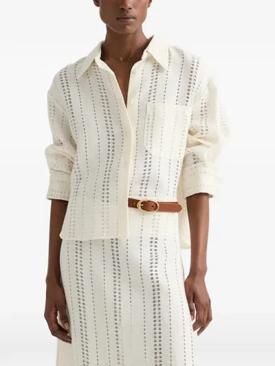 Twp Jd Stripe-patterned Point-collar Shirt In Neutral