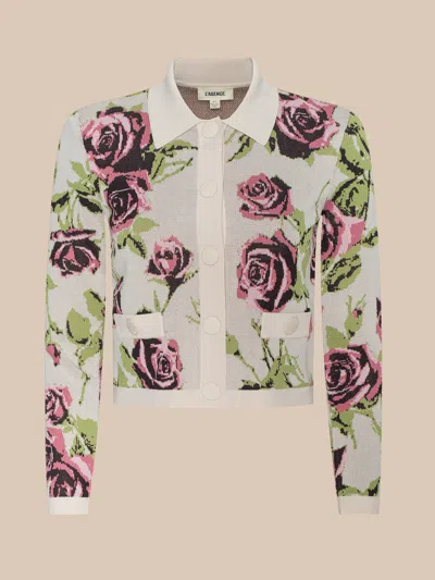 L'agence Western Toile Osiris Jacquard Cardigan In Gray