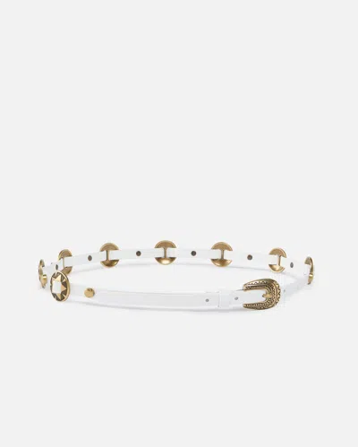 Pinko Stud Embellished Leather Belt In White