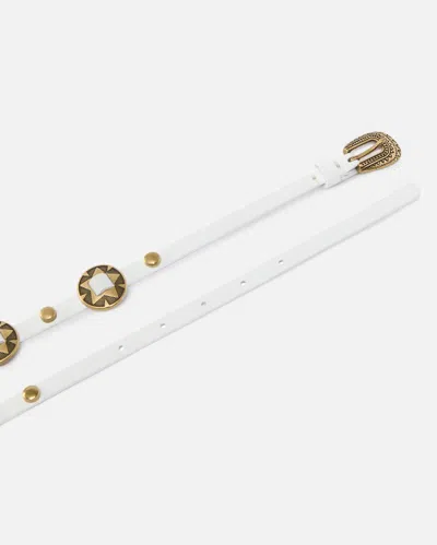 Pinko Stud Embellished Leather Belt In White
