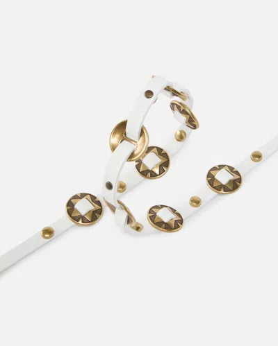 Pinko Stud Embellished Leather Belt In White