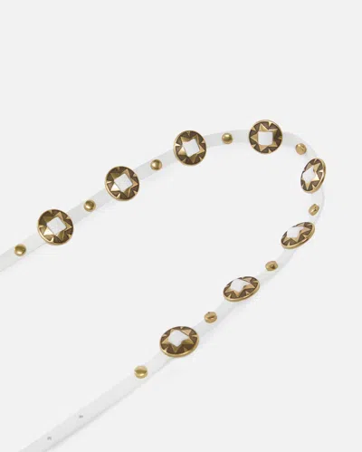 Pinko Stud Embellished Leather Belt In White