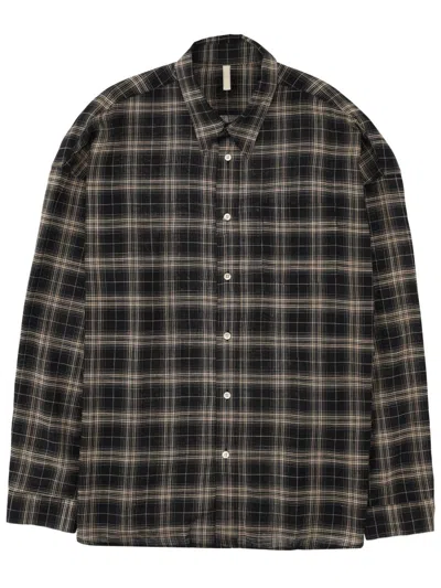 Sunflower Stable Checked Viscose Lino Loose Shirt In Black