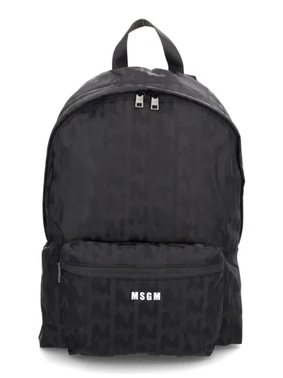 Msgm Black Polyamide Backpack In Black