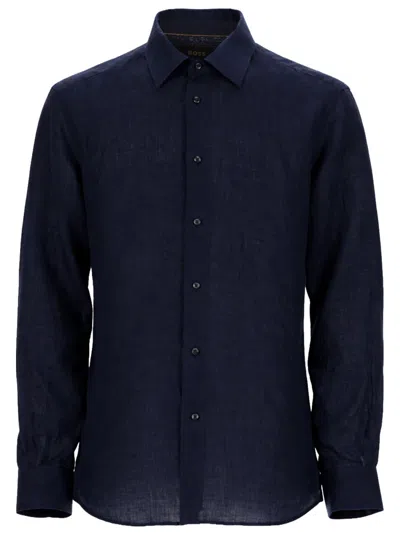 Hugo Boss Boss Roan Stretch Corduroy Button-up Shirt In Blue
