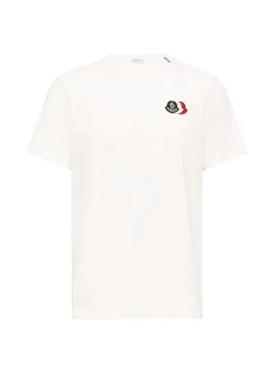 Moncler Short Sleeve Jersey T Shirt Tricolor Collar In Multi
