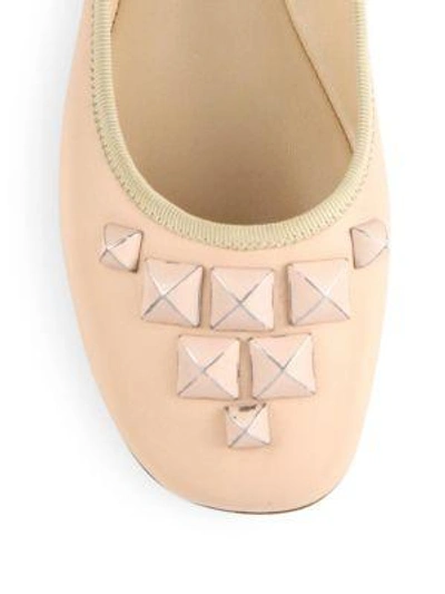 Shop Marc Jacobs Cleo Studded Leather Ballet Flats In Nude