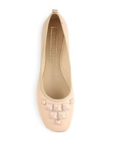 Shop Marc Jacobs Cleo Studded Leather Ballet Flats In Nude