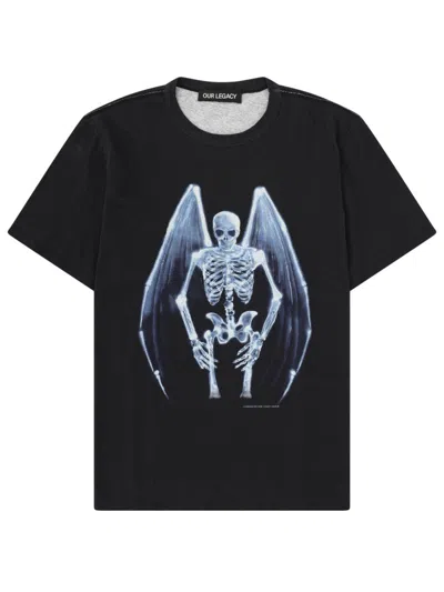 Our Legacy Mens Fallen Angel Print Graphic-print Cotton T-shirt In Black