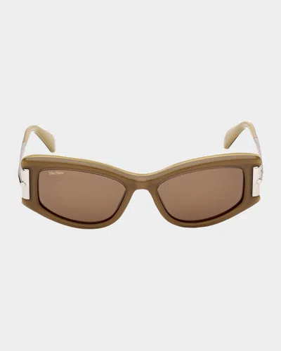 Max Mara 52mm Rectangular Sunglasses In Brown