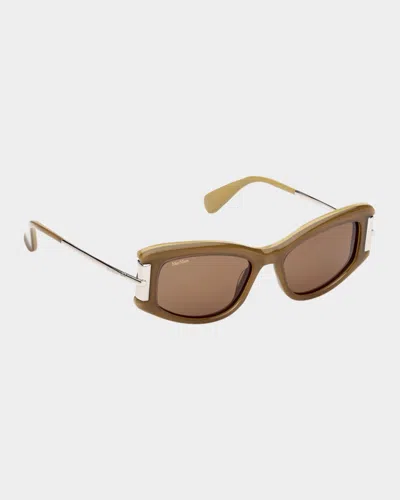 Max Mara 52mm Rectangular Sunglasses In Brown