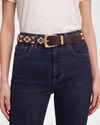 Veronica Beard Arch Beaded Leather Belt In Multi