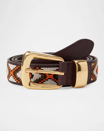 Veronica Beard Arch Beaded Leather Belt In Multi