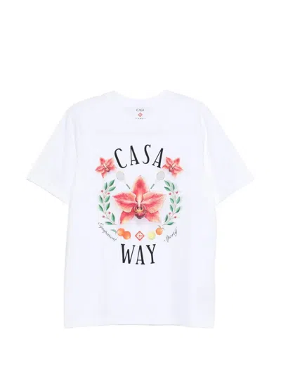 Casablanca Casa Way Orchid Organic Cotton T Shirt In White
