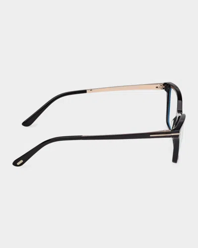 Tom Ford 56mm Blue Block Rectangular Eyeglasses In Black