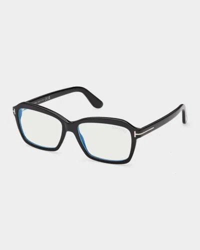 Tom Ford 54mm Blue Block Rectangular Eyeglasses In Gray