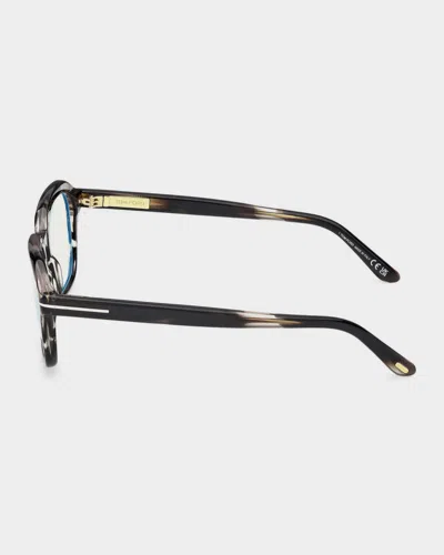 Tom Ford 53mm Blue Block Rectangular Eyeglasses In Gray