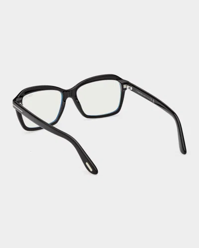 Tom Ford 54mm Blue Block Rectangular Eyeglasses In Gray