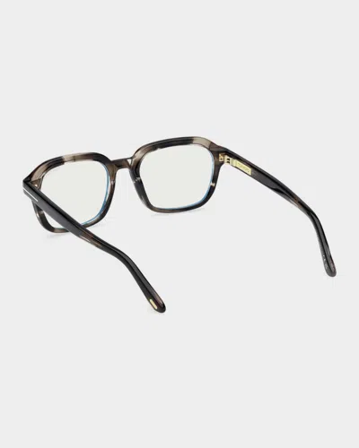 Tom Ford 53mm Blue Block Rectangular Eyeglasses In Gray