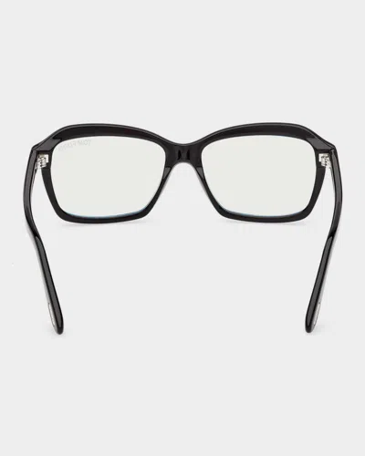 Tom Ford 54mm Blue Block Rectangular Eyeglasses In Gray
