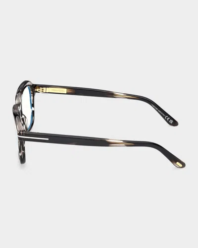 Tom Ford 53mm Blue Block Rectangular Eyeglasses In Gray