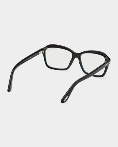 Tom Ford 54mm Blue Block Rectangular Eyeglasses In Gray