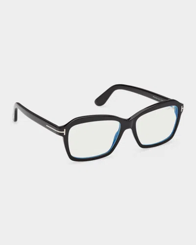 Tom Ford 54mm Blue Block Rectangular Eyeglasses In Gray
