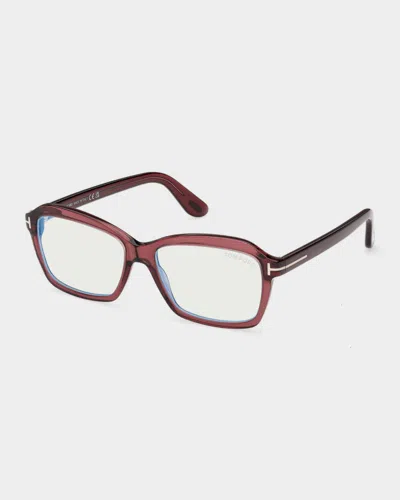 Tom Ford 54mm Blue Block Rectangular Eyeglasses In Pink