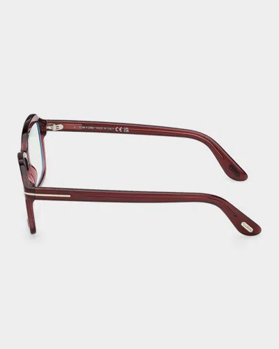 Tom Ford 54mm Blue Block Rectangular Eyeglasses In Pink