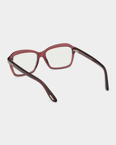 Tom Ford 54mm Blue Block Rectangular Eyeglasses In Pink