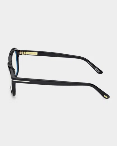 Tom Ford 53mm Blue Block Rectangular Eyeglasses In Black