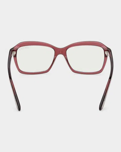 Tom Ford 54mm Blue Block Rectangular Eyeglasses In Pink