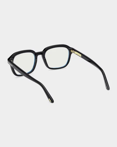 Tom Ford 53mm Blue Block Rectangular Eyeglasses In Black