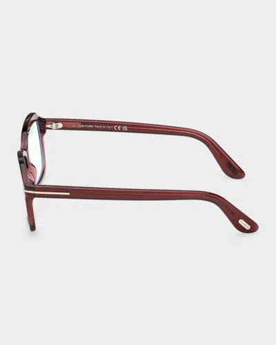 Tom Ford 54mm Blue Block Rectangular Eyeglasses In Pink