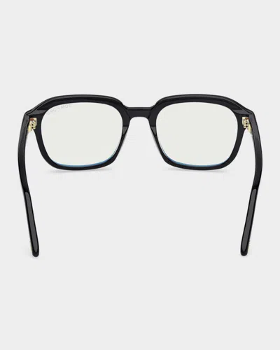 Tom Ford 53mm Blue Block Rectangular Eyeglasses In Black