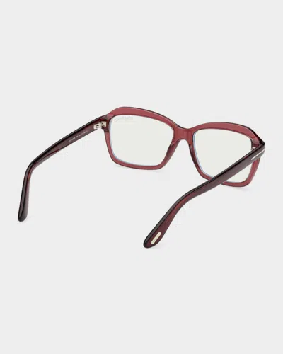 Tom Ford 54mm Blue Block Rectangular Eyeglasses In Pink