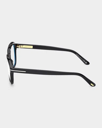 Tom Ford 53mm Blue Block Rectangular Eyeglasses In Black