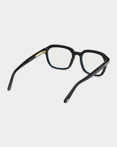 Tom Ford 53mm Blue Block Rectangular Eyeglasses In Black