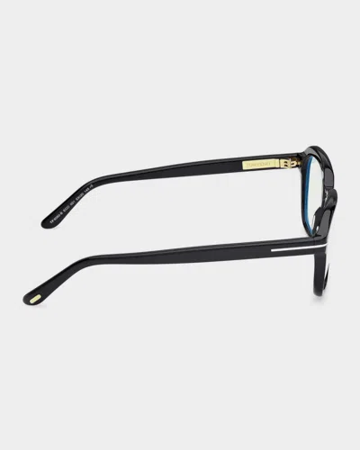 Tom Ford 53mm Blue Block Rectangular Eyeglasses In Black