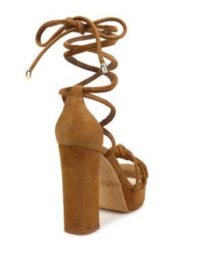 Shop Alexandre Birman Jannele Knotted Suede Ankle-wrap Block Heel Sandals In Black