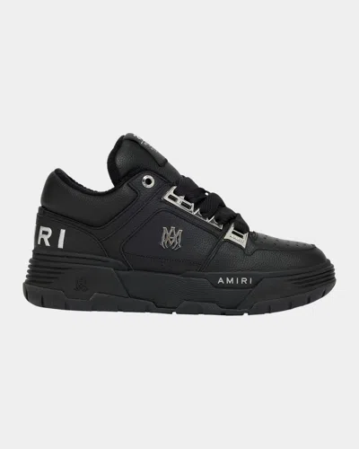 Amiri Men Black Sneakers With Logo Patch On The Side And Logo Lettering On The Rear In Leather Man In Black
