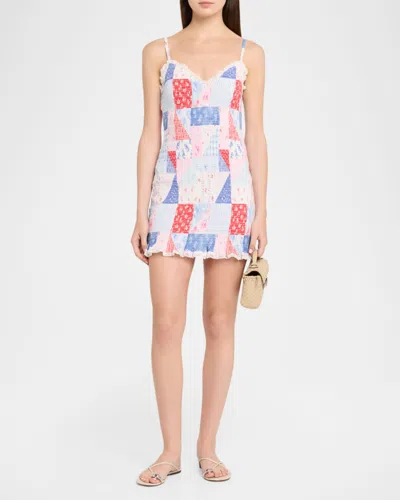Loveshackfancy Solier Patchwork Floral Mini Dress In Multi