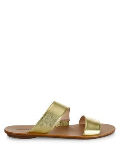 Shop Loeffler Randall Clem Leather Double Strap Sandals In Gold